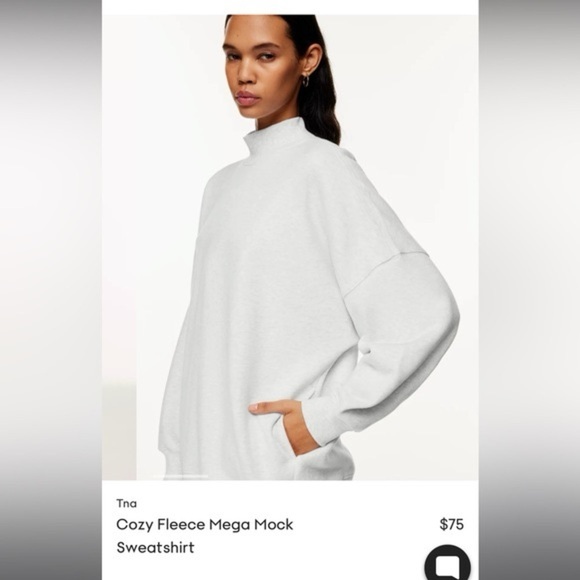 (2 Medium/Large) TNA by Aritzia Cozy Fleece Mega Mock Sweater Gray - Picture 5 of 6